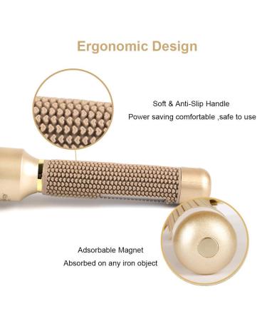 VISCAL Nano Thermal Ceramic Round Hair Brush 2.4 inch - Large Boar Bristle Brush for Hair Styling, Curling, and Volume - Gold Brown - Buy Online on GoSupps.com