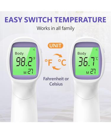 No-Touch Infrared Forehead Thermometer | Instant Digital Thermometer with Fever Alarm Backlit Display 32 Memory & Silent Mode - Fast 1 Second Results for Body & Object - Buy Online on GoSupps.com