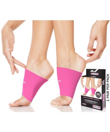 Physix Gear Sport compression stockings for foot vault support alternative to gel insole soles plantar fasciitis rail flat sole orthopedic shoes (1 pair pink m) m |8.5 "-9.5" Arch Circumference Pink-(1 pair) - Buy Online on GoSupps.com