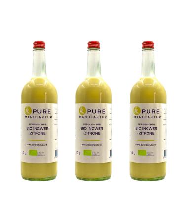 Pure Ginger-High-quality Peruvian organic-ginger with a lemon without sugar and artificial additives 100% organic (DE- KO-005) 3x1000ml organic ginger-with lemon 3x1000ml