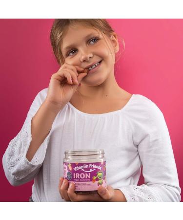 Vitamin Friends Vegan Multivitamin & Iron Gummies for Kids - B-Complex, Vitamin C, Zinc, Biotin - Anemia Support - Strawberry Flavor - 60 Day Supply - Buy Online on GoSupps.com