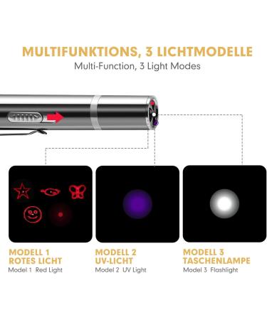 Toozey LED Pointer Cat & Dog Toy - USB Rechargeable 7-in-1 Interactive Pet Toy with 5 Patterns & 2 Bonus Mice | Shop Now for International Delivery! - Buy Online on GoSupps.com
