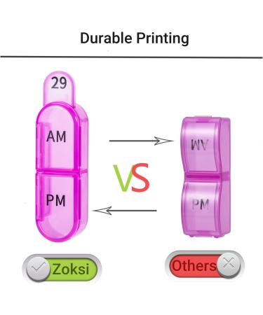 Zoksi Monthly Pill Organizer - 30 Day AM PM Pill Box Case with 32 Compartments - Portable Travel Container for Vitamins and Medicine - Buy Online on GoSupps.com