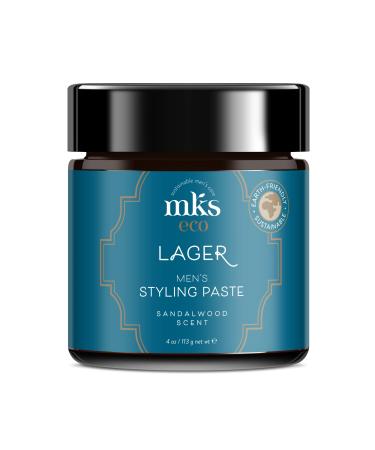 MKS eco for Men Lager Styling Paste Sandalwood Scent - 4 oz - Flexible Definition - Adds Volume & Texture - With Hemp Seed Oil & Argan Oil - Vegan Cruelty Free