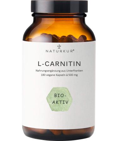Naturkur L -Carnitin - 180 vegan capsules in pharmacists for 6 months - laboratory tests without additives manufactured in Lower Franconia