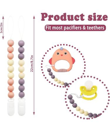 Flow fire Silicone Dummy Clip for Girl and Boys 2Pcs Baby Dummy Clips Fit All Soothers and Dummies Purple 2PCS - Buy Online on GoSupps.com