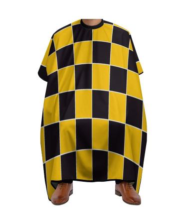 Yellow Black Chessboard Professional Hair Cutting Cape Apron Salon Haircut Barber Hairdressing with Snap Closure