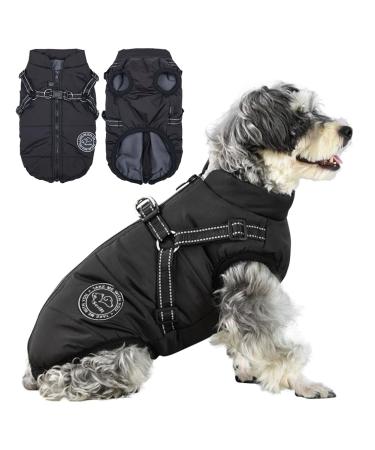 Savlot dog jacket winter vest jackets dog jacket dog sweater pet skiing costume sleeveless cotton padded vest with chest strap belt - black m m (1 Pack) black
