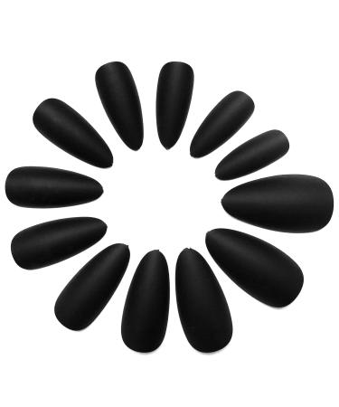 240pcs Matte Black Almond Press on Nails | Medium Acrylic Fake Nails Kit with Adhesive Tabs for Women & Girls - Shop Now - Buy Online on GoSupps.com