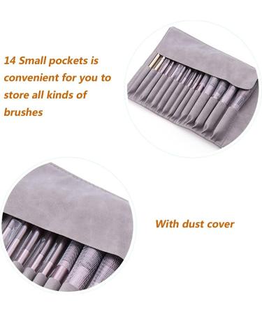 Portable Make-Up Brush Roller Box Bag Holder - 14 Pockets Cosmetics Organizer with Belt Loop - Ideal for Travel & Home Gifts (Gray) - Buy Online on GoSupps.com