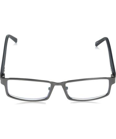 Foster Grant Men's Sawyer Multifocus Rectangular Reading Glasses 3.5x - Matte Gunmetal/Transparent - Buy Online on GoSupps.com