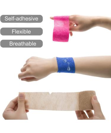 GooGou Self Adherent Wrap Bandages 8PCS - Elastic Athletic Sports Tape for Wrist and Ankle - Blue Cohesive Tape for Sprain, Swelling and Soreness - Buy Online on GoSupps.com