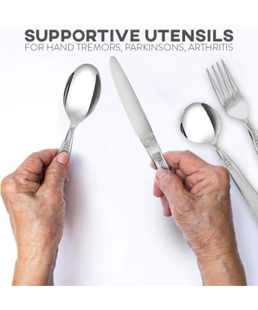 Linelax Weighted Utensils for Tremors and Parkinson's - 5 Piece Heavy Weight Steel Silverware Set - Adaptive Eating Flatware for Hand Tremor and Parkinson's - Buy Online on GoSupps.com