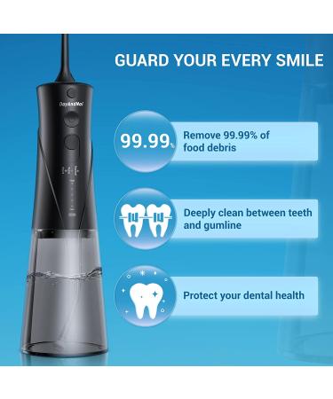 DayAndNai Professional Cordless Water Dental Flosser - Portable Oral Irrigator for Home & Travel - USB Rechargeable Teeth Cleaner with 5 Tips, 3 Modes - Waterproof & Ideal for Braces - Black - Buy Online on GoSupps.com
