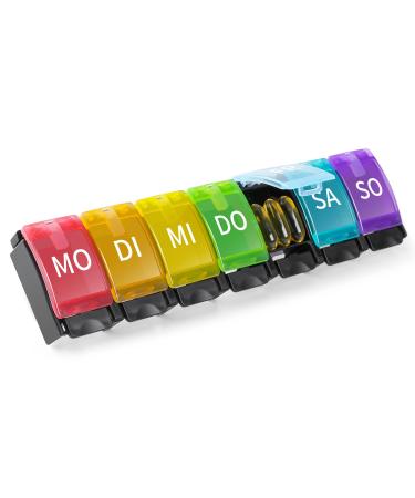 Opret tablet box 7 days german pill box 7 days rainbow medication box weeks tablet box tablet box 7 days small oak to open for on the way black colored