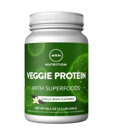 MRM Nutrition Veggie Protein with Superfoods | Vanilla Flavored | 22g Complete Protein | Over 8.8g Essential Amino acids | 13 superfoods | with Omega 3s and Omega6s | Keto Friendly | 30 Servings Vanilla 2.5 Pound (Pack of 1)
