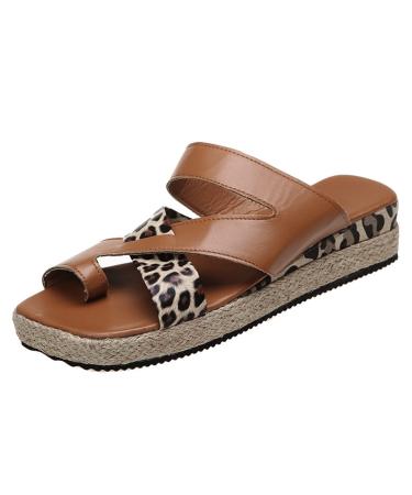 WCXTY Orthopedic Sandals for Women Summer Casual Ring Toe Bunion Slippers Comfortable Fashion Big Toe Foot Corrector Flip Flops Ladies for Plantar Fasciitis 7 Brown