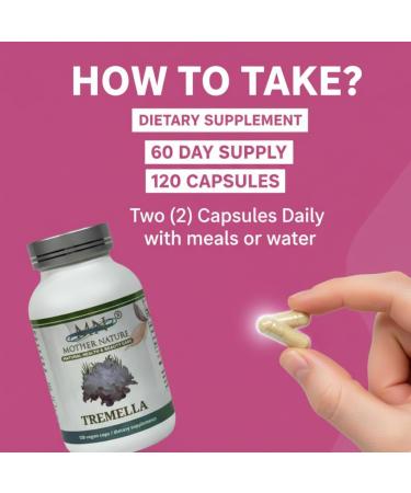 Mother Nature Organic Tremella (Tremella Fuciformis) Mushroom Capsules - Skin Aging Support -1000mg - 120 Vegan Caps - Made in USA - Buy Online on GoSupps.com