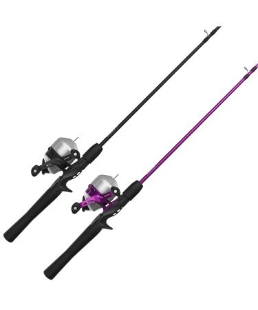Zebco 33 Spincast Reel and 2-Piece Fishing Rod Combo 5-Foot 6-Inch Durable Fiberglass Rod Quickset Anti-Reverse Fishing Reel with Bite Alert Pink  Black - 2 Pack