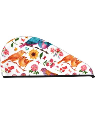 Super Absorbent Microfiber Hair Towel for Women | Flowers Birds and Butterflies Design | Quick Dry Coral Velvet Wrap for Long Curly Thick Hair - Buy Online on GoSupps.com