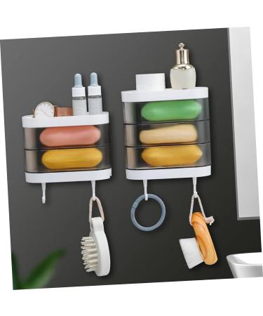 Ciieeo 2pcs Box Storage Box Washcloth Holder Self Draining Soap Dish Wall-mounted Soap Dish Rotating Stand Soap Holder Wall-mounted Soap Stand Glove Box White Double Layer Plastic - Buy Online on GoSupps.com