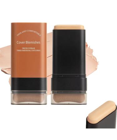 Hydrating Lightweight Foundation Stick with Brush Concealer Foundation 2 in 1 Stick Korea Multi-use Foundation Stick Makeup Lightweight Thin and Comfortable Cover Blemishes (01# 20g) 01# 20 g (Pack of 1)