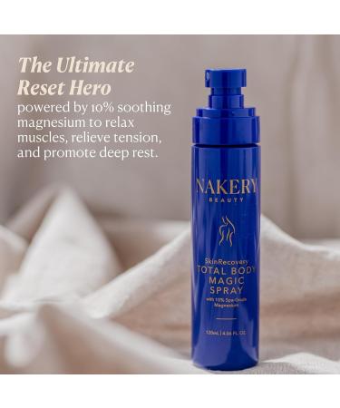 Nakery Total Body Magic Magnesium Spray, 10% Formula for Feet Tension, Leg Cramps and Muscle Stiffness, Homeopathic Oil with Valerian Root, Arnica, and Soothing Post-Workout Relief Lavender & Eucalyptus - Buy Online on GoSupps.com