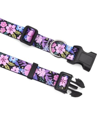 Mihqy Adjustable Soft Dog Collar - Bohemian Floral Design for Small Medium & Large Dogs | Pink 38-63cm - Buy Online on GoSupps.com