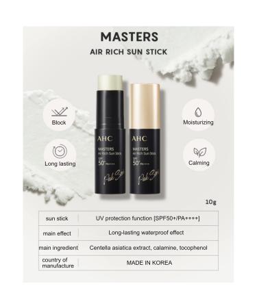 AHC MASTERS Air Rich Sun Stick SPF 50+ PA++++ 10g / 0.35 oz - Ultimate Sun Protection - Buy Online on GoSupps.com