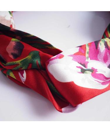 iLoveCos Women Stretchy Printed Head Wrap Floral Style Crossover Elastic Vintage Flower Headbands Boho Twisted Knotted Hairband Girl Hair Band Turban Yoga Sport Daily Wear 4 Pieces - Buy Online on GoSupps.com