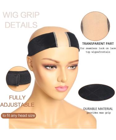Elastic Non-Slip Wig Grip Headband - Thinner Velvet Band for Women's Wig and Scarf (2 Pack Black) - Buy Online on GoSupps.com