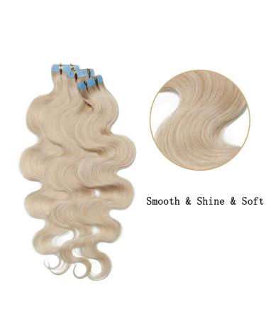 Rich Choices Tape In Extensions - White Bleach #70 Remy Human Hair 60cm Wavy 20 Wefts 50g | International Shipping - Buy Online on GoSupps.com