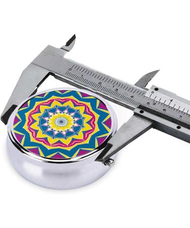Geometric Round Floral Pattern Portable Metal Pill Box 3-Compartment Travel Essential for Small Pills - Buy Online on GoSupps.com
