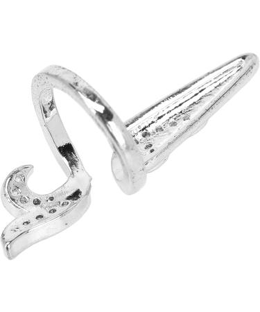 Fingernail Ring Electroplated Copper Charming Rhinestones Unique Shiny Nail Ring Art Decoration for Nail Art Decoration(Silver tail finger) - Buy Online on GoSupps.com