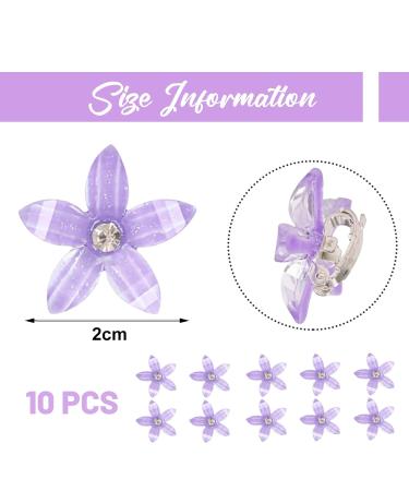 Mezrkuwr 10 pcs Lila Flower Hair Clips - Rhinestone Metal Hair Accessories for Weddings & Girls - Decorative Violet Bridal Hair Clamps - Buy Online on GoSupps.com