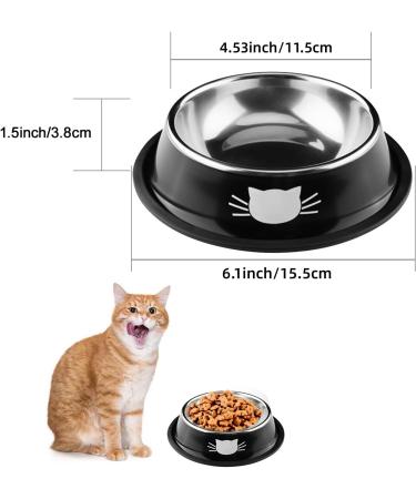 Domi Pro Non-Slip Stainless Steel Cat Bowls Set in Gray & Black - Ideal for Food and Water - Kitten Friendly (Black) - Buy Online on GoSupps.com