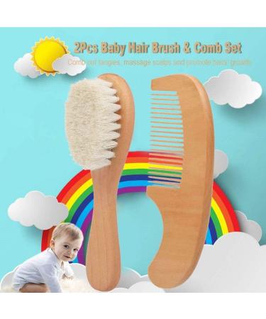 MinLia Wooden Baby Hair Brush Set - Natural Soft Goat Bristles, Ideal for Newborns - Healthcare and Grooming Comb Included - Buy Online on GoSupps.com