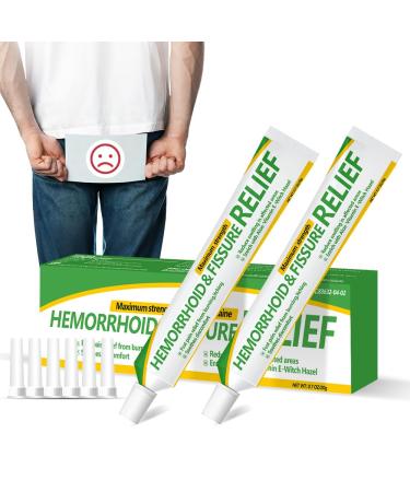 Hemorrhoid & Fissure Relief Cream Ointment with Hemorrhoid Treatment Maximum Strength Fast-Acting Formula for Pain Itching Swelling 2 Count(1 pack)