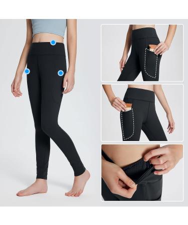 Baleaf Youth Girl's Water Repellent Fleece Lined Leggings - High Waisted Winter Athletic Pants in Black Medium - Buy Online on GoSupps.com