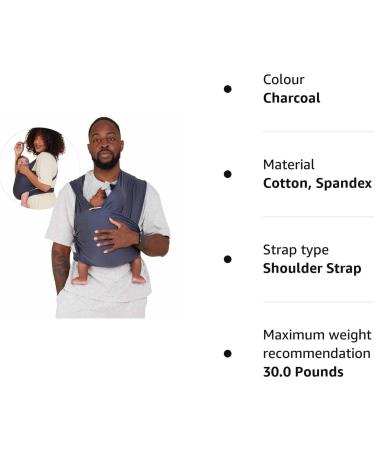 Freerider Co. Stretchy Baby Wrap Carrier | Premium Tencel Fabric | Certified Hip Healthy | Charcoal - Buy Online on GoSupps.com