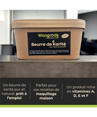 Beurre de Karit Pur 100% Naturel - Pot de 900g - Hydratation Intense et Soin R parateur - Multi-usages : Corps Cheveux et Visage - Wangoods - Buy Online on GoSupps.com