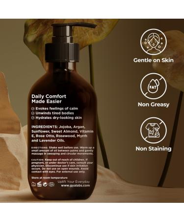Gya Labs Destressing Massage Oil - Oils for Massage & Skin - Crafted with Lavender Rose Otto Rosewood Myrrh Jojoba & Argan Oils (200 ml) - Buy Online on GoSupps.com