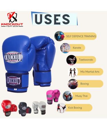Gel Boxing Gloves for Men Women  Muay Thai MMA Kickboxing Home Gym Training  Sparing Gloves Pair with Premium Ventilated Palm Blue 12 oz - Buy Online on GoSupps.com