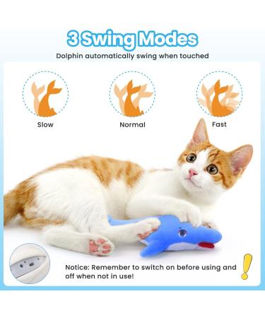 Floppy Fish Cat Toy - Interactive Electric Kitten Toy with Catnip, USB Charger, Realistic Flapping Motion - Dolphin Design - Buy Online on GoSupps.com