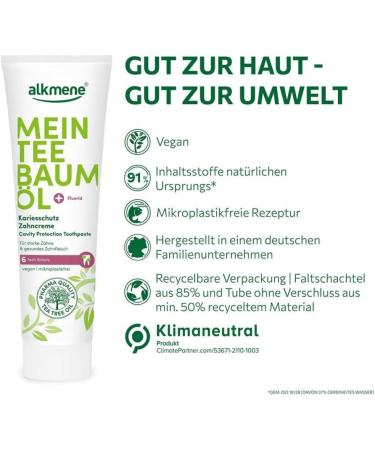 Alkmene My Tea Tree Oil Caries Protection Toothpaste 100ml - Natural Tooth Care - International Shipping Available - Buy Online on GoSupps.com