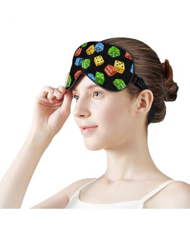 Varicoloured Dice Sleep Mask Eye Cover - Adjustable Strap for Men and Women - Blocks Light for Night Travel and Nap - Buy Online on GoSupps.com
