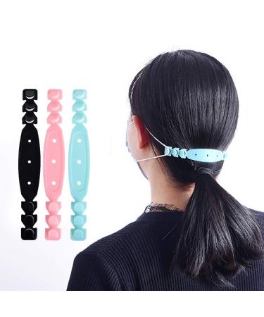 AKIWOS Non-Slip Adjustable Ear Rope Extension Buckle Pressure Relieve Ear Grips Comfortable Third Gear Flexible Ear Wear 3pcs 3Pcs Blue