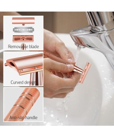 Jodial Safety Razor for Men & Women - Rose Gold Double Edge Razor with 10 Platinum Blades | International Shipping Available - Buy Online on GoSupps.com