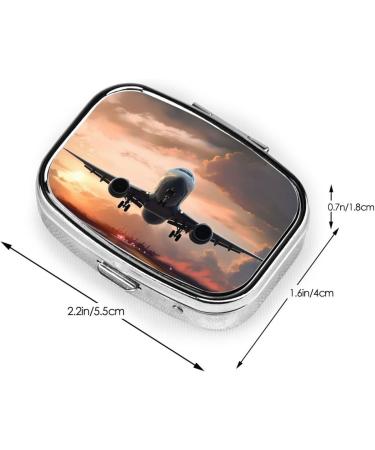 Airplane Art 2 Compartment Small Pill Case | Cute Travel Pill Organizer | Perfect Gift for Purses & Pocket - Buy Online on GoSupps.com