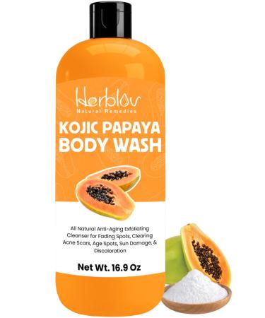 Herblov Kojic Acid Soap for Hyperpigmentation Skin Brightening Kojic Papaya Body Wash Dark Spot Soap Reduces Acne Scars and Evens Skin Tone Turmeric Body Wash for Brighter Glowing Face
